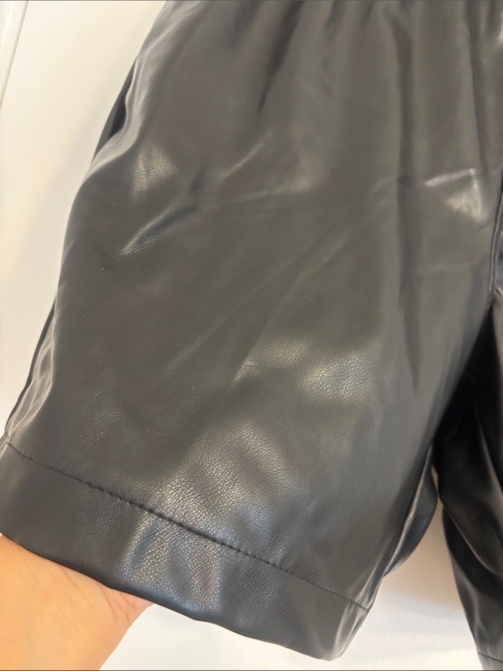 Calvin Klein Jeans Black Faux Leather Shorts - Picture 4 of 15